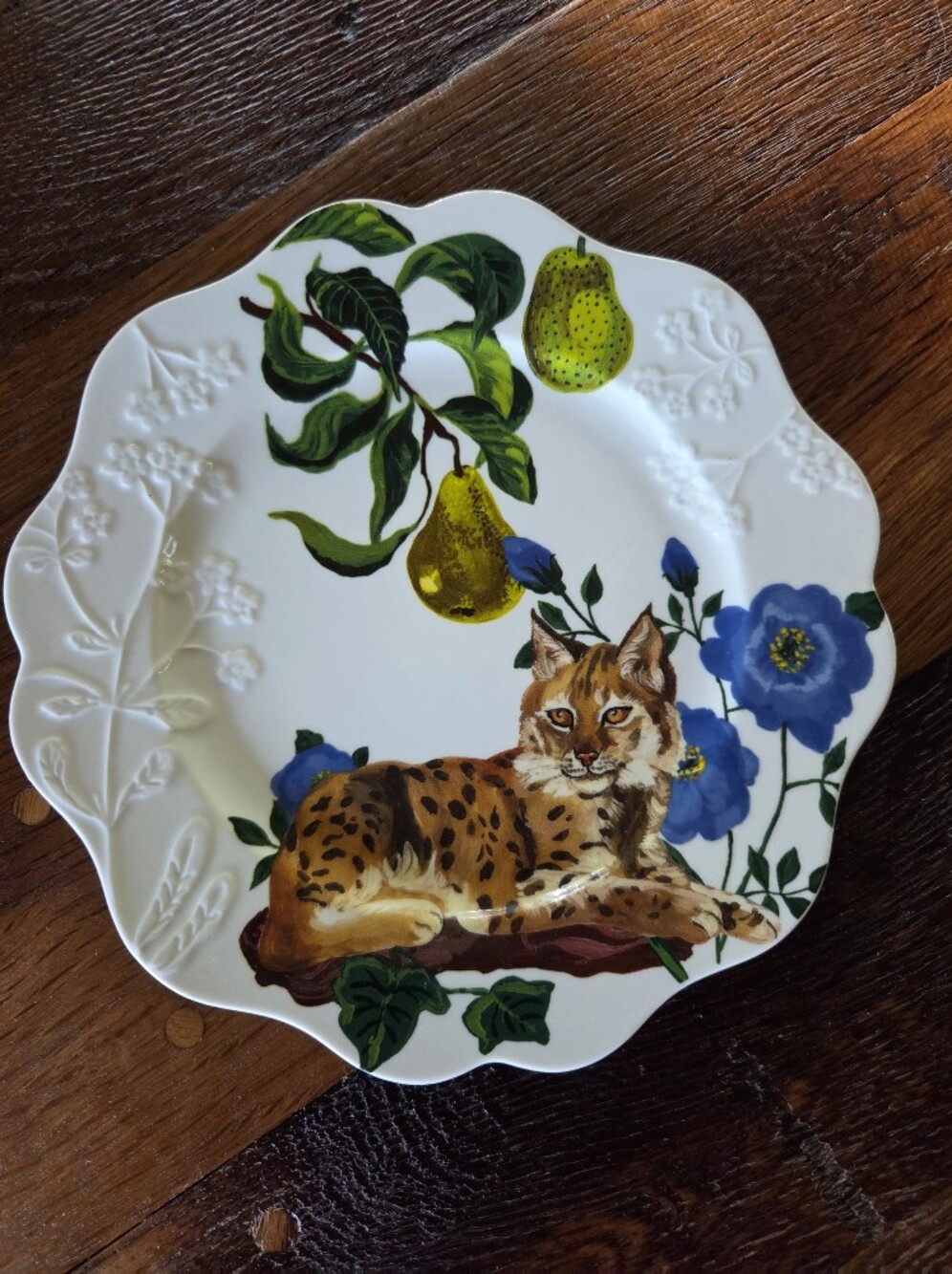 Anthropologie Nathalie Lete Marais Stoneware Dessert Plate Lynx